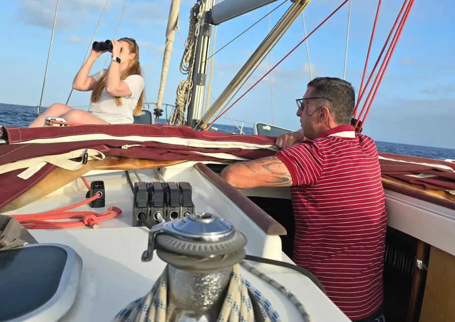Crew on watch during an Atlantic passage